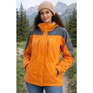 Columbia Omni-Tech Women’s Interchange Jacket XL Orange & Gray- Size Small